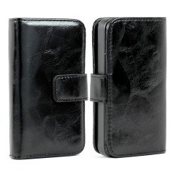 iPhone 4 4S Seperable 2 in1 Flip Leather Wallet Case (Black)